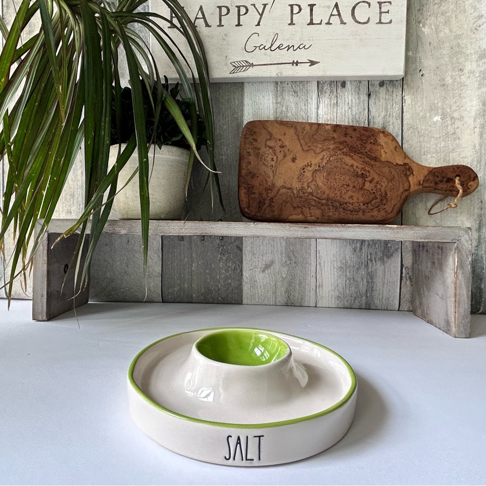🌴 Rae Dunn Green and White Salt & Lime Margarita Ceramic Dish
